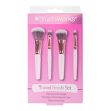 Brushworks Travel Makeup Brush Set White and Gold 4 Piece