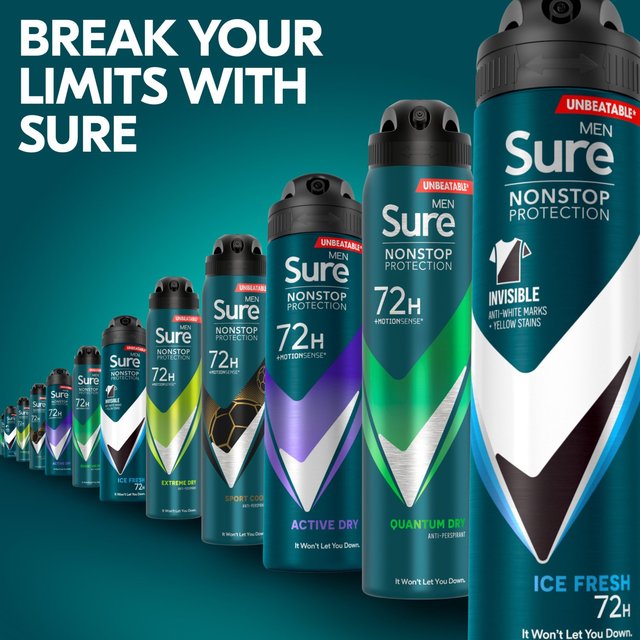 Sure Men 72hr Nonstop Protection Quantum Dry Antiperspirant Deodorant 150ml GOODS M&S