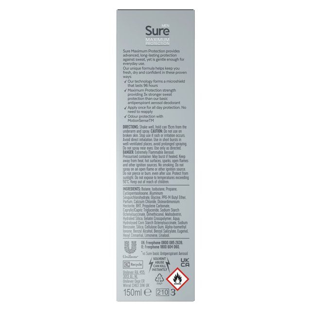 Sure Men 96hr Maximum Protection Clean Scent Anti-Perspirant 150ml GOODS M&S