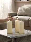 Set of 3 Cream Unscented Pillar Candles