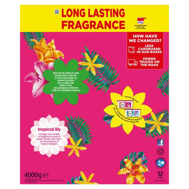 Surf Washing Powder Tropical Lily 80 wash 4kg GOODS M&S