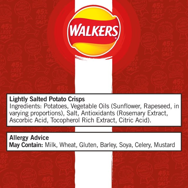 Walkers Less Salt Lightly Salted Multipack Crisps 6 per pack GOODS M&S