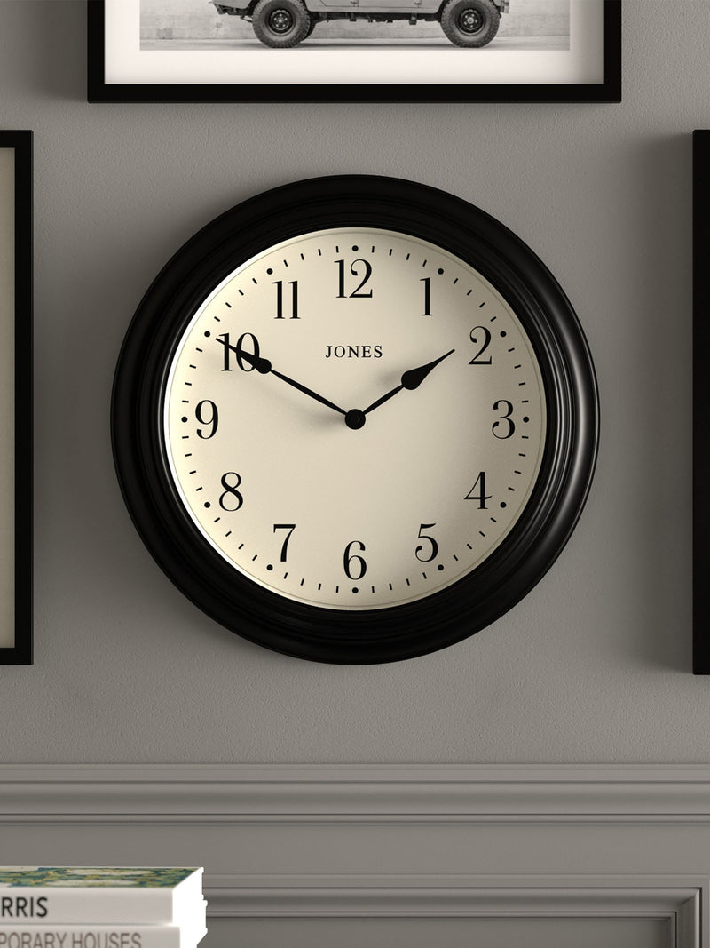 Jones Clocks black classic wall clock 40.5cm, UK version