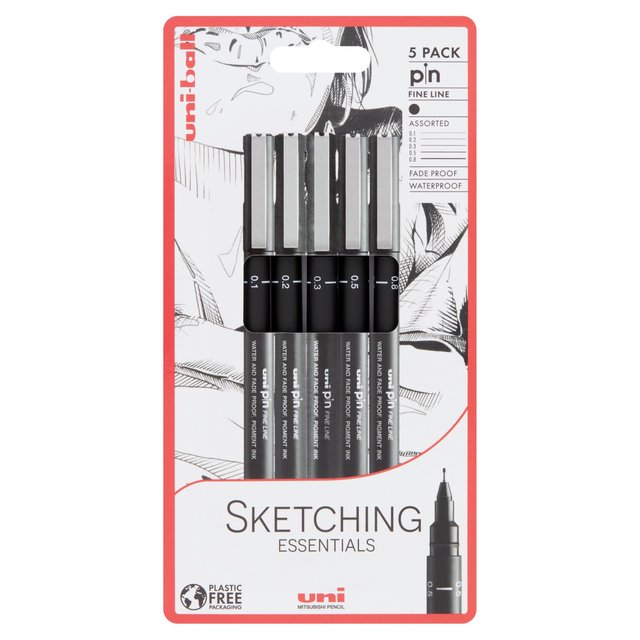Uni-ball Uni Pin Sketching Essentials Fineliner Drawing Pens 5 per pack GOODS M&S