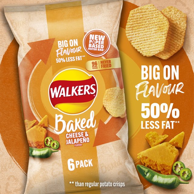 Walkers Baked Cheese & Jalapeno Multipack Snacks 6 per pack GOODS M&S