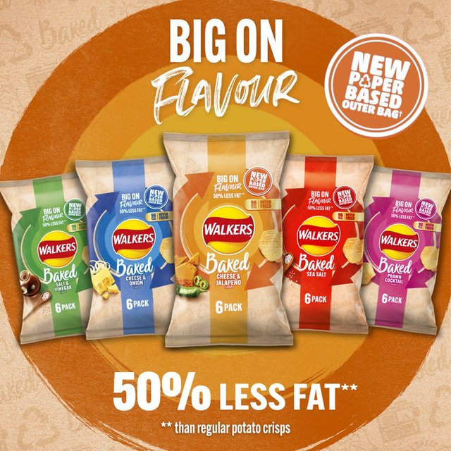 Walkers Baked Cheese & Jalapeno Multipack Snacks 6 per pack GOODS M&S