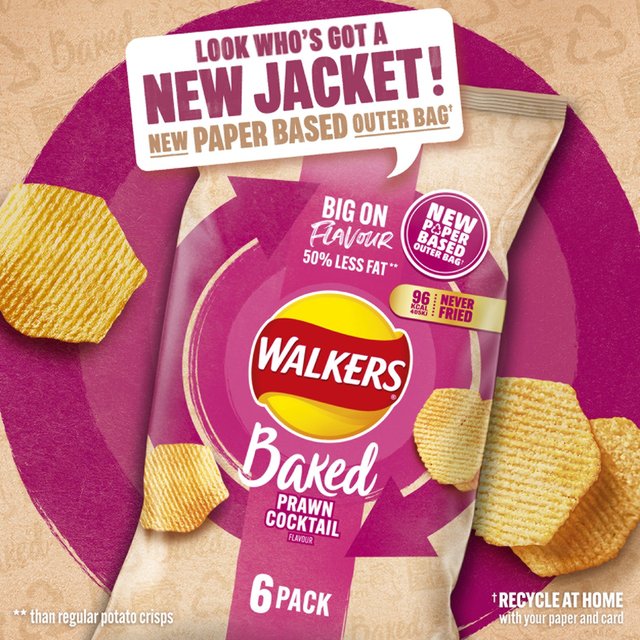 Walkers Baked Prawn Cocktail Multipack Snacks 6 per pack GOODS M&S