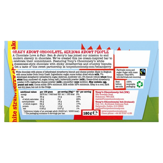 Tony's Chocolonely White Chocolate Strawberry Cheesecake 180g GOODS M&S