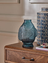 Nina Campbell Blue Coastal Glass Fish Vase