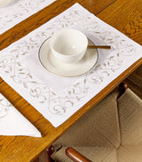 Linen Embroidered Scroll Placemat 35cm x 50cm