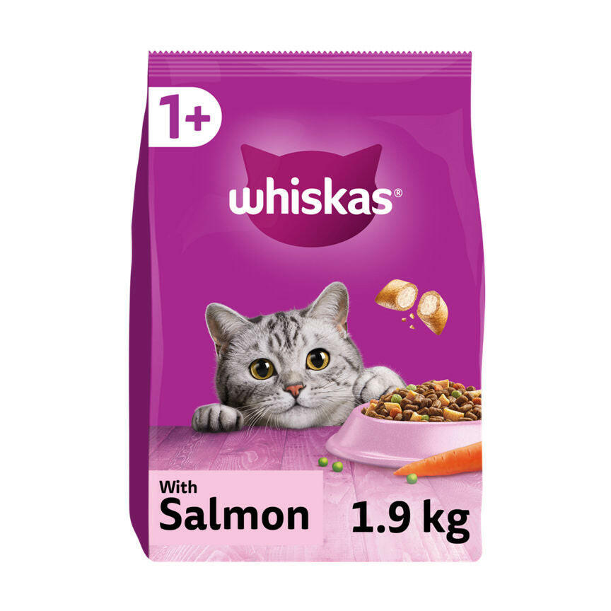 Whiskas Adult Complete Dry Cat Food Biscuits Salmon GOODS ASDA