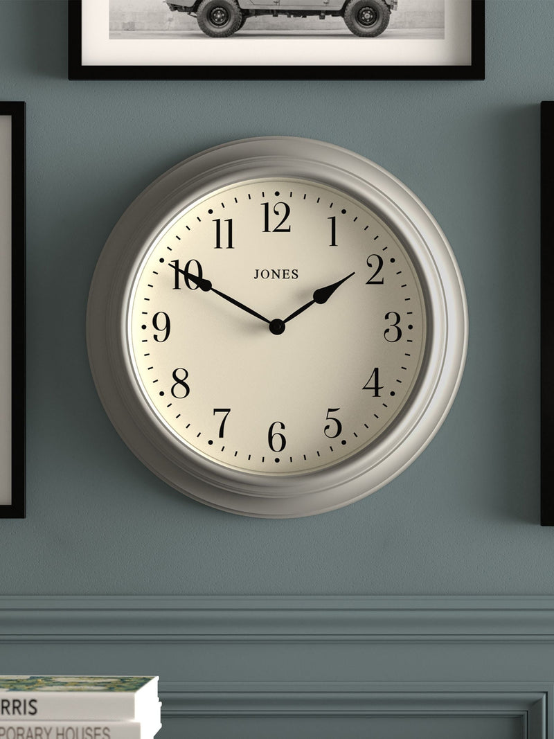 Jones Clocks grey classic wall clock, UK version