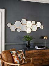 Gold Honeycomb Decorative Wall Mirror 152cm x 55.5cm