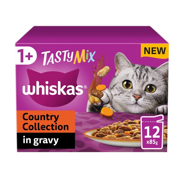 Whiskas 1+ Cat Pouches Tasty Mix Classic selection with Veg in Gravy 12 x 85g GOODS M&S