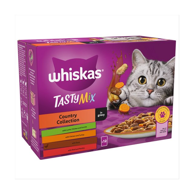 Whiskas 1+ Cat Pouches Tasty Mix Classic selection with Veg in Gravy 12 x 85g GOODS M&S