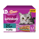 Whiskas 1+ Adult Wet Cat Food Pouches Surf & Turf Duo in Jelly 12 x 85g GOODS M&S