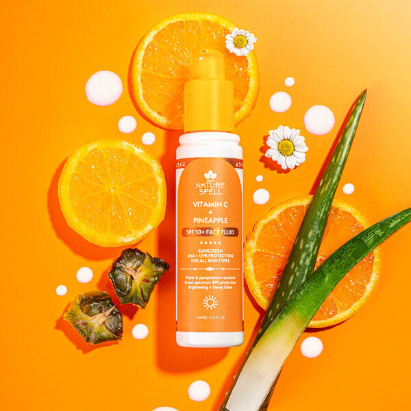 Nature Spell Vitamin C Pineapple SPF50+ Face Fluid, imported from the UK