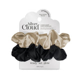 Silver Cloud Satin Scrunchies Black and Pink Hair Bands 2 Pack
