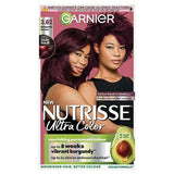 Garnier Nutrisse Ultra Colour burgundy hair dye, imported from the UK