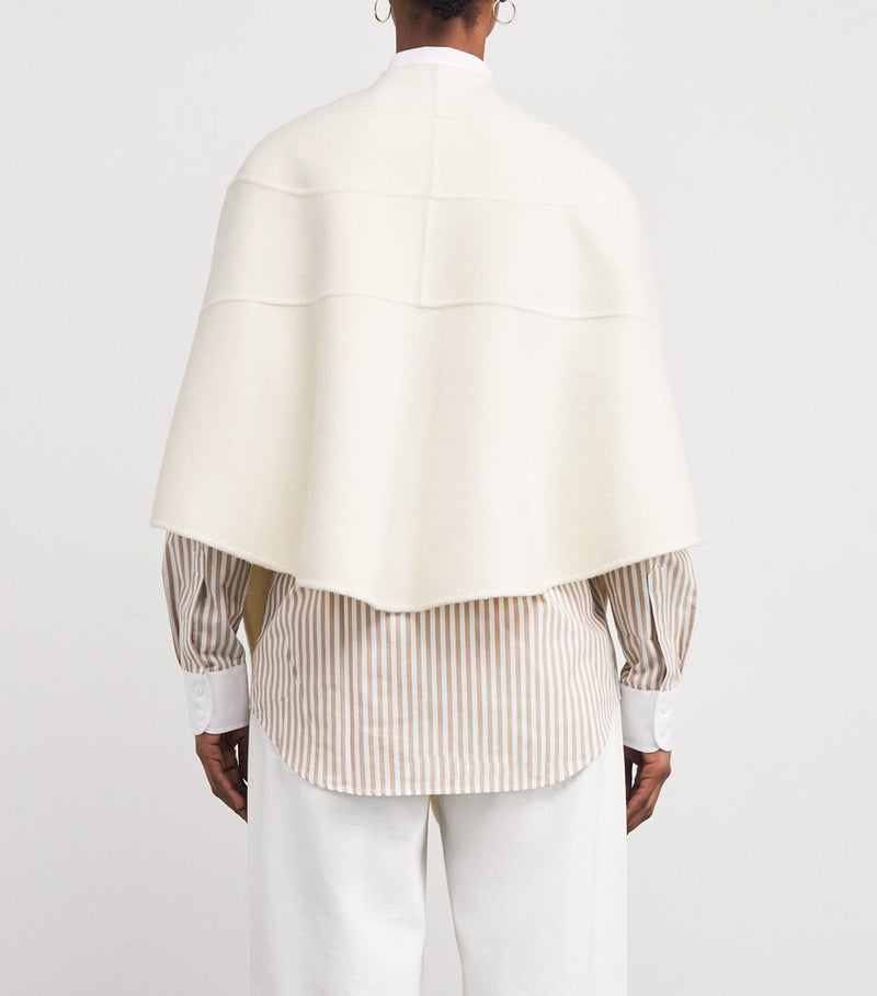100% Cashmere Long Sleeve Stole with Panelling and Scalloped Edges