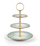 Porcelain Butterfly Three-Tier Cake Stand with Gold Trims