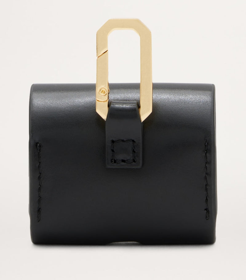 AllSaints black calfskin AirPods case with gold-tone carabiner - British product