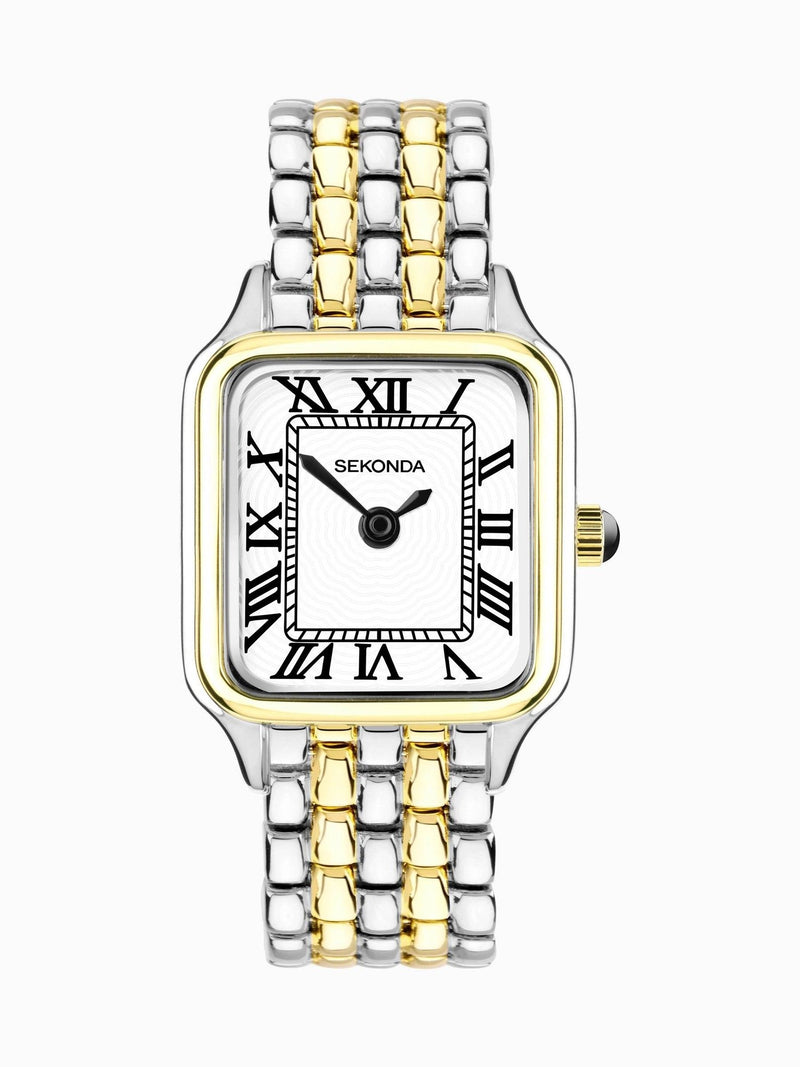 Sekonda Silver Monica 30mm Analogue Tone Watch With Two Tone Case And Alloy Bracelet With Dial