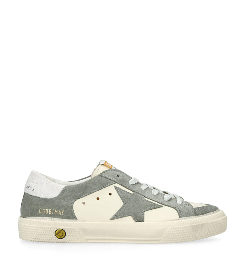 Golden Goose leather sneakers for children with star appliqué and smiley face sole, UK version