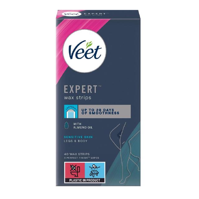Veet Expert Wax Strips Legs Body Sensitive Hair Removal 40 per pack GOODS M&S
