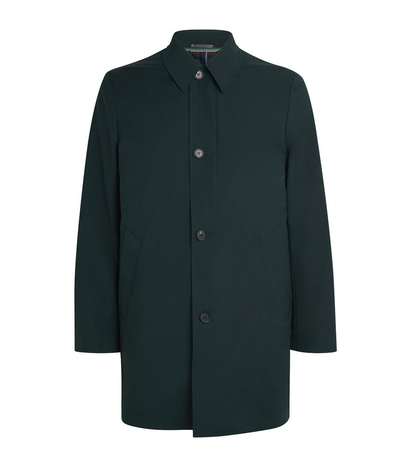 Regular Fit Virgin Wool Overcoat with Notched Lapels