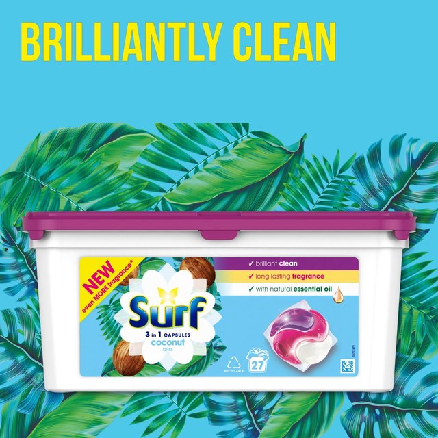 Surf Coconut Bliss 3 in 1 Washing Liquid Capsules 27 Wash 27 per pack GOODS M&S