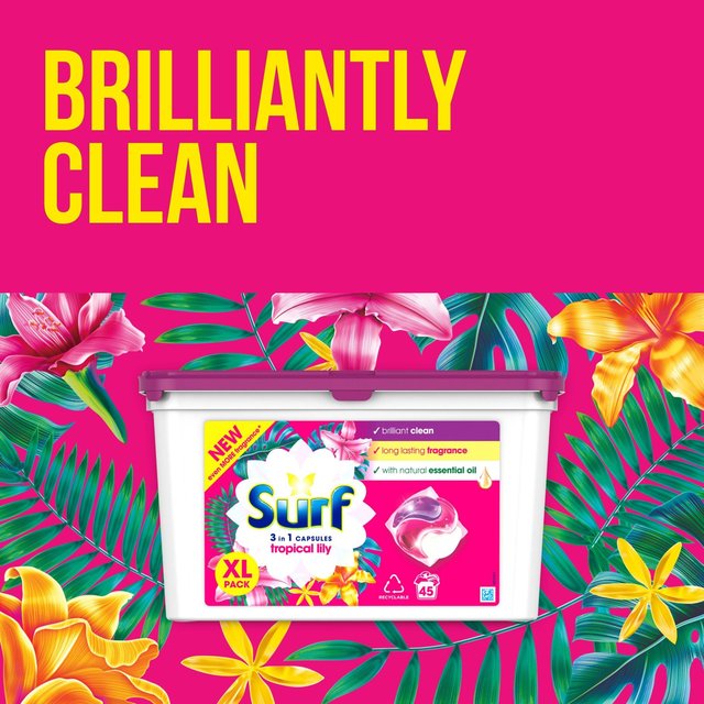 Surf Tropical Lily 3 in 1 Washing Liquid Capsules 45 Wash 45 per pack GOODS M&S