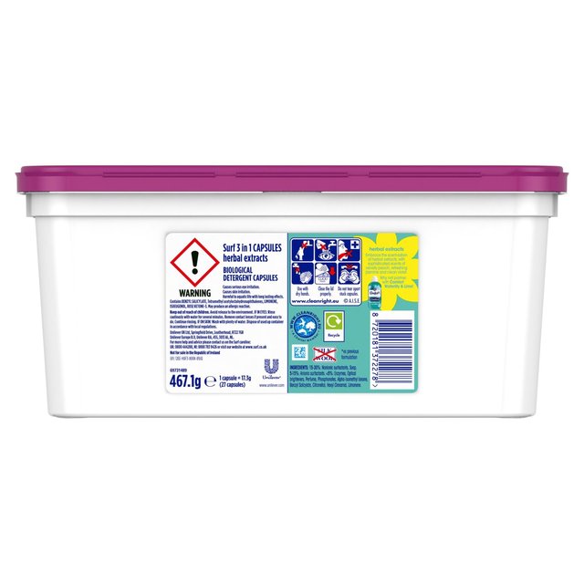 Surf Herbal Extracts 3 in 1 Washing Liquid Capsules 27 Wash 27 per pack GOODS M&S