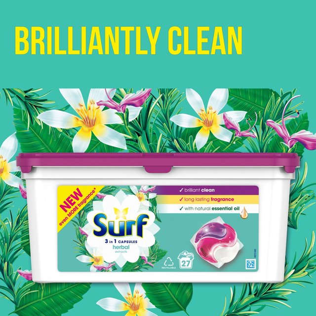 Surf Herbal Extracts 3 in 1 Washing Liquid Capsules 27 Wash 27 per pack GOODS M&S
