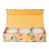 Candlelight Happy Birthday Set of 3 Scented Candles Floral Ochre Gift Box
