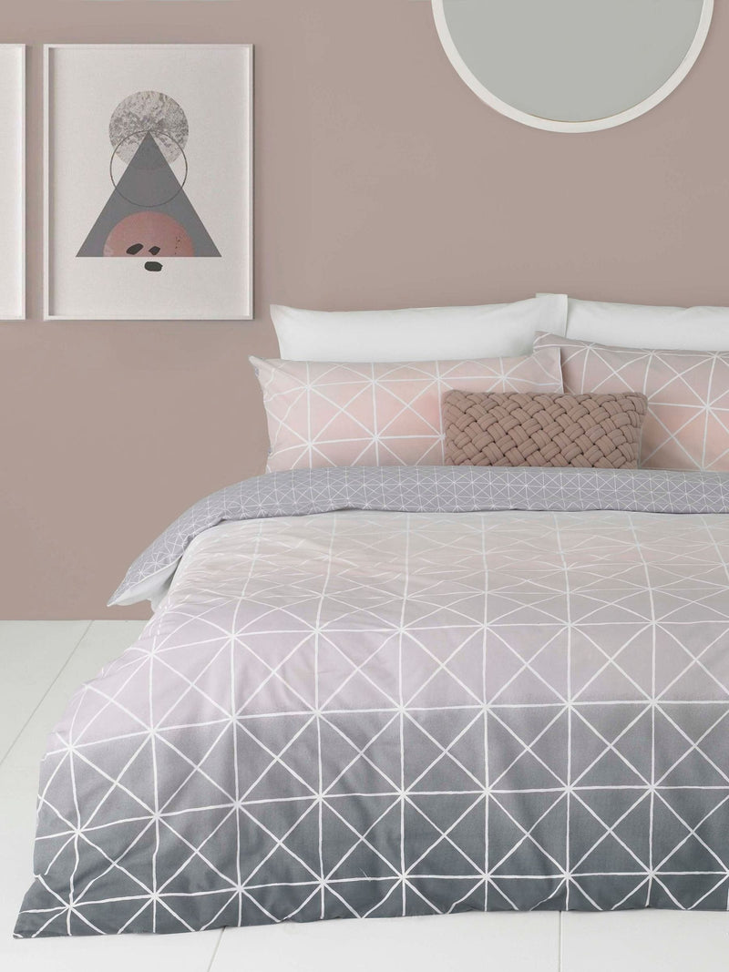 Furn Grey Spectrum Reversible Geometric Duvet Cover Set - British product