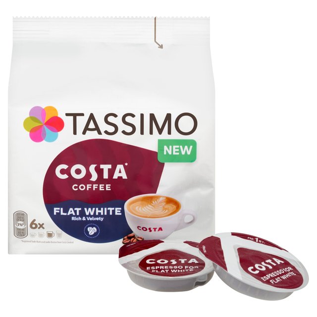 Tassimo Costa Flat White Coffee Pods 6 per pack GOODS M&S