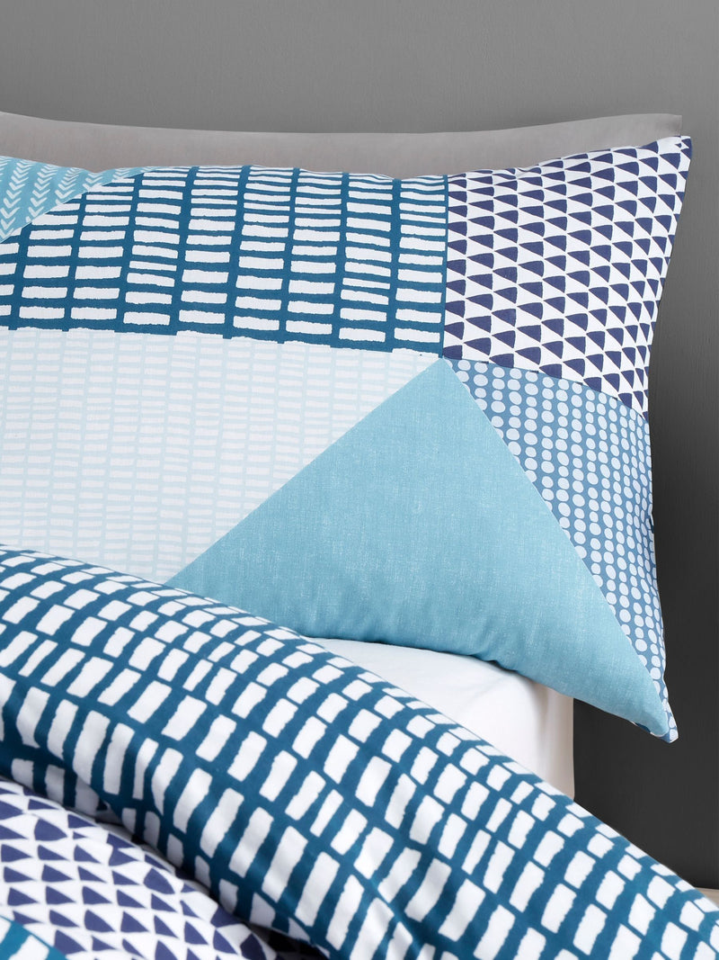 Catherine Lansfield teal blue Larsson geo bedding set - British product