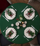 Set of 12 Porcelain Plates with Scalloped Edge and Embossed Design