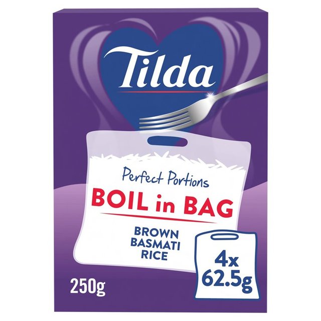 Tilda Boil in the Bag Brown Basmati Rice 4 x 62.5g GOODS M&S