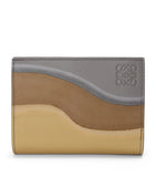 Leather Bifold Wallet with Suede Panels and Gold-Tone Hardware