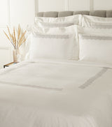 Basketweave Embroidered Super King Flat Sheet Set in Cotton Sateen