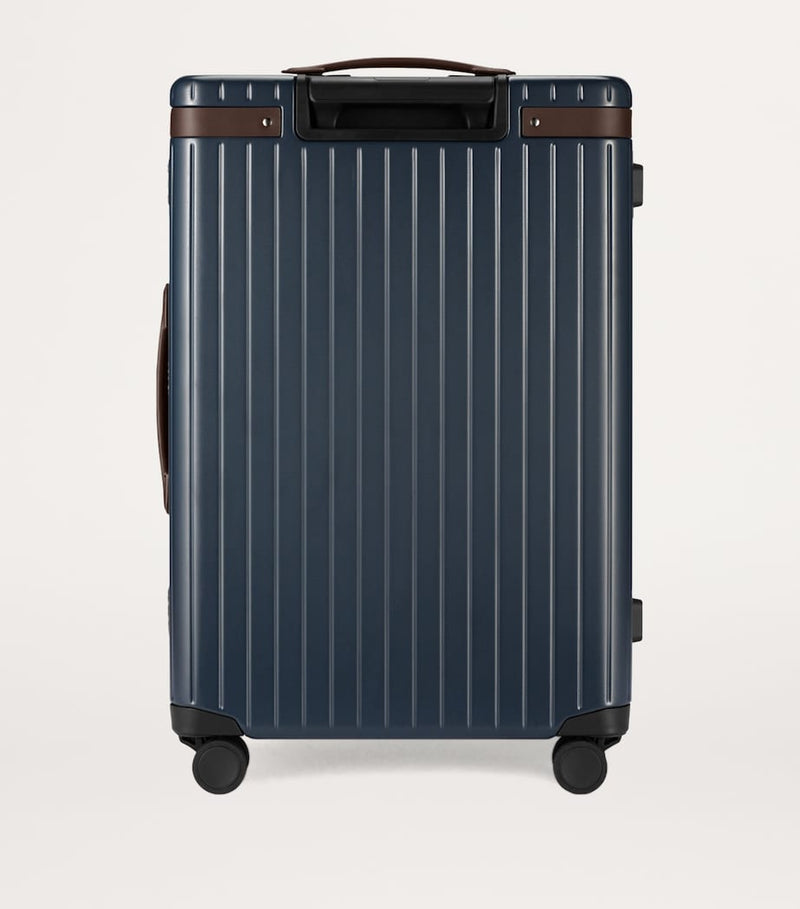 Carl Friedrik Hackett leather-trimmed hard shell check-in suitcase 65cm - British product