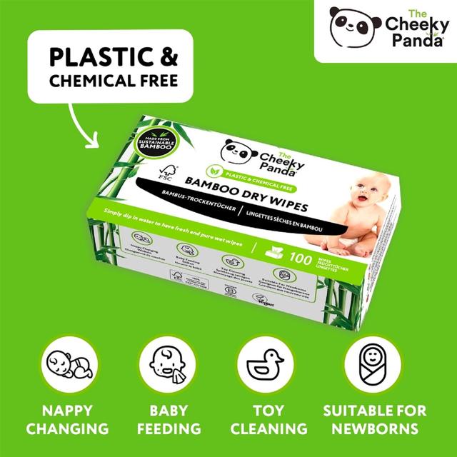 The Cheeky Panda Bamboo Baby Dry Wipes 100 per pack GOODS M&S