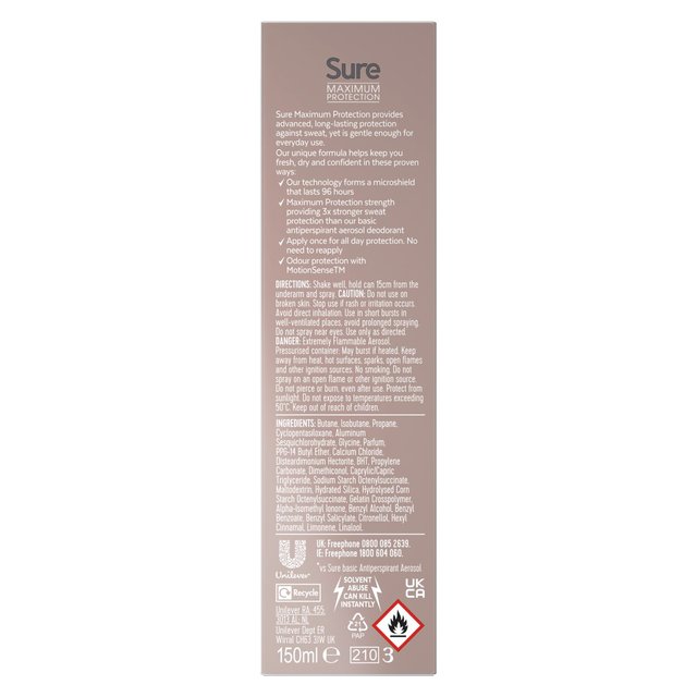 Sure Women Antiperspirant Deodorant Aerosol Max Pro Freesia & Water Lily 150ml GOODS M&S