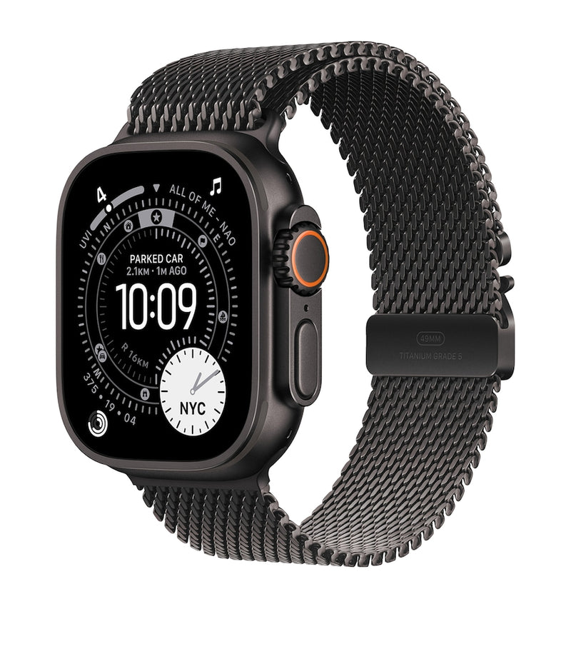 Apple Apple Watch Ultra 3 - Black with Titanium Milanese Loop, 49mm, Medium