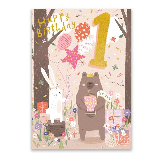 Woodland 1st Birthday Card GOODS M&S