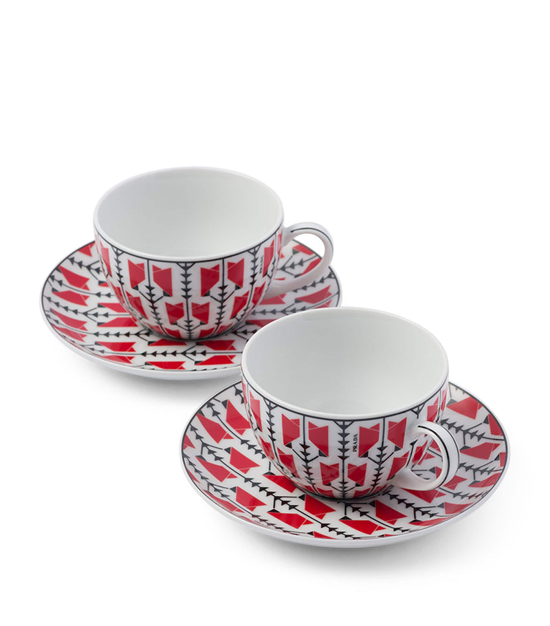 Prada porcelain cappuccino cup and saucer set, imported from the UK