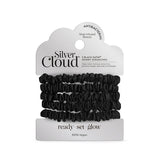 Silver Cloud Skinny Scrunchies Black Satin Hair Ties 5 Pack