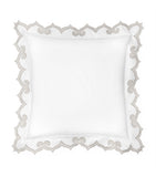 Square Egyptian Cotton Pillowcase with Sateen Appliqué and Hand-Scalloped Edges, 65cm x 65cm